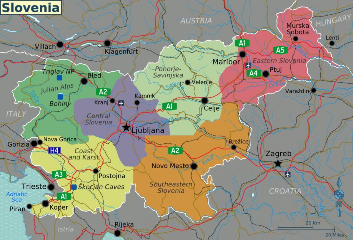 Slovēnijas valsts karti