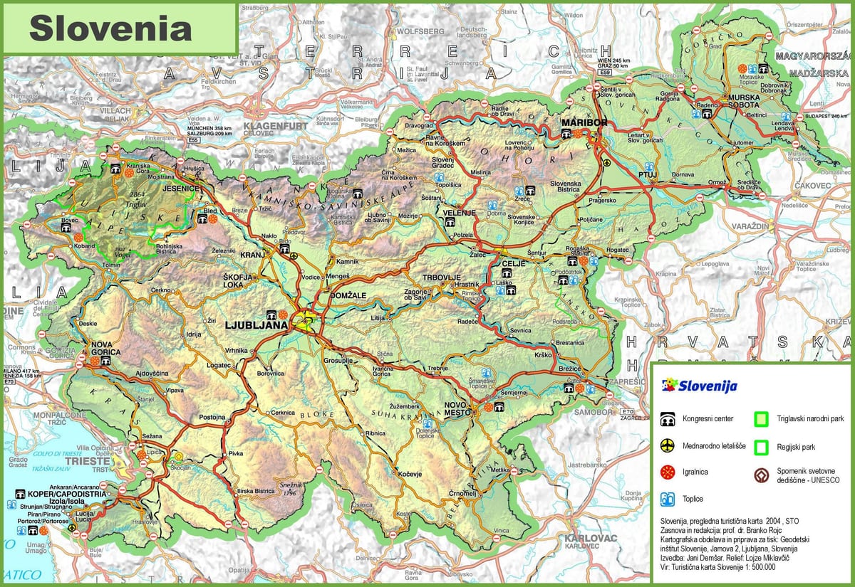 Kartes Slovēnijas ceļu