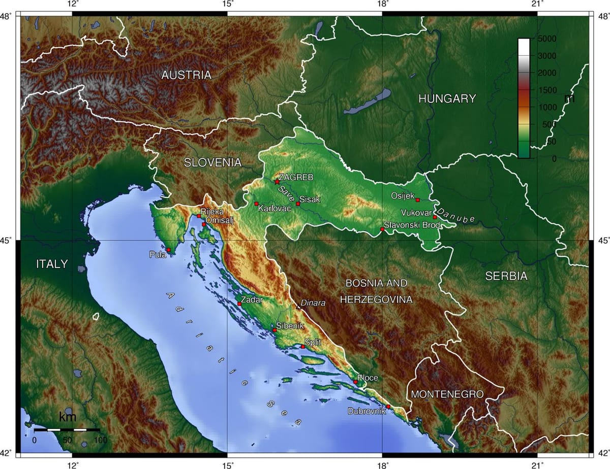 Karte Slovēnija topogrāfiskās
