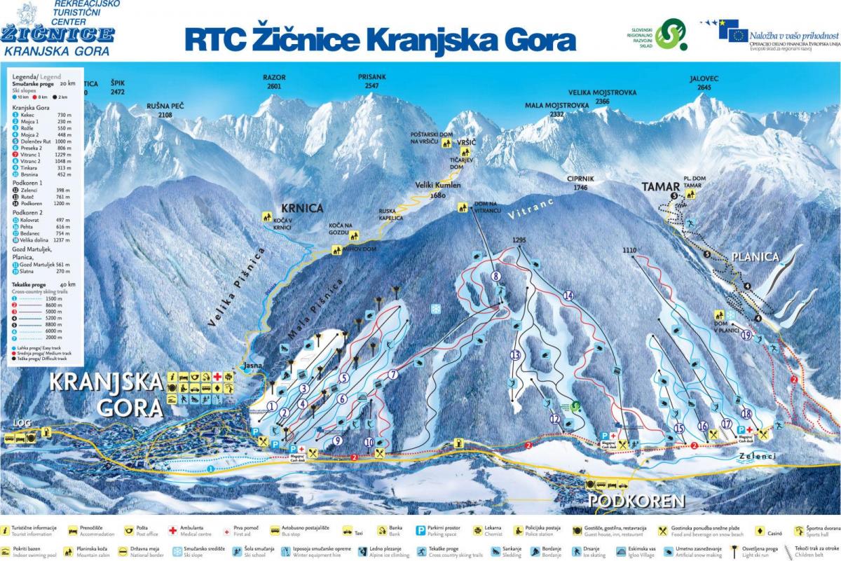 Kartes Slovēnijas slēpošanas kūrorti